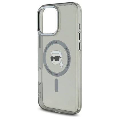 MagSafe Case for Apple iPhone 16 Pro Max, Karl Lagerfeld, IML Metal Karl's Head, Black