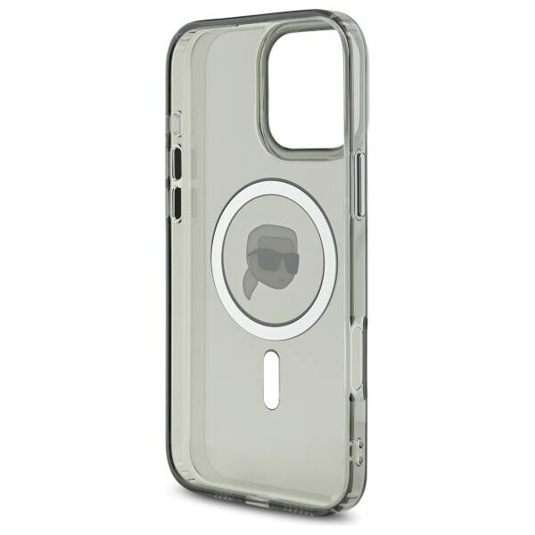 MagSafe Case for Apple iPhone 16 Pro Max, Karl Lagerfeld, IML Metal Karl's Head, Black