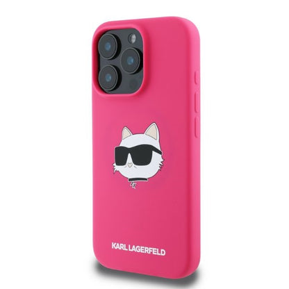 MagSafe Case for Apple iPhone 16 Pro Max, Karl Lagerfeld, Silicone Choupette's Head, Fuchsia