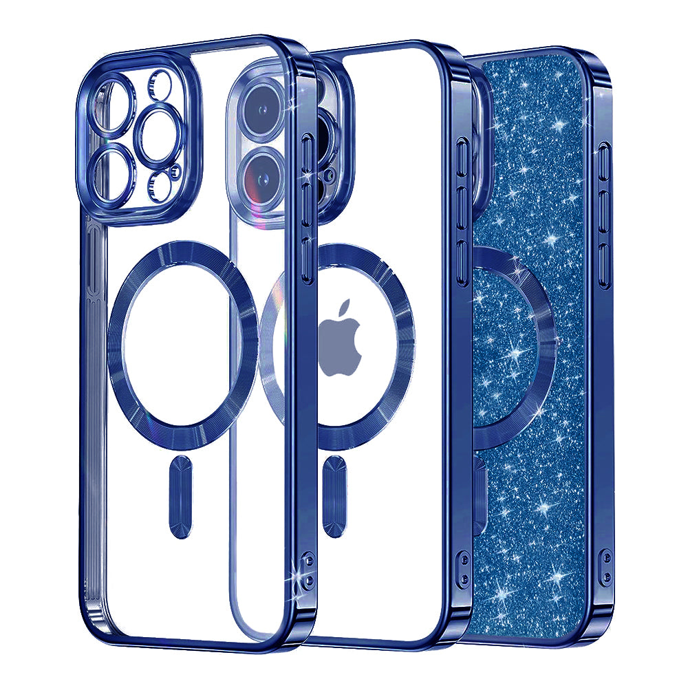 MagSafe Case for Apple iPhone 16 Pro Max, Techsuit, Luxury Glitter, Dark Blue