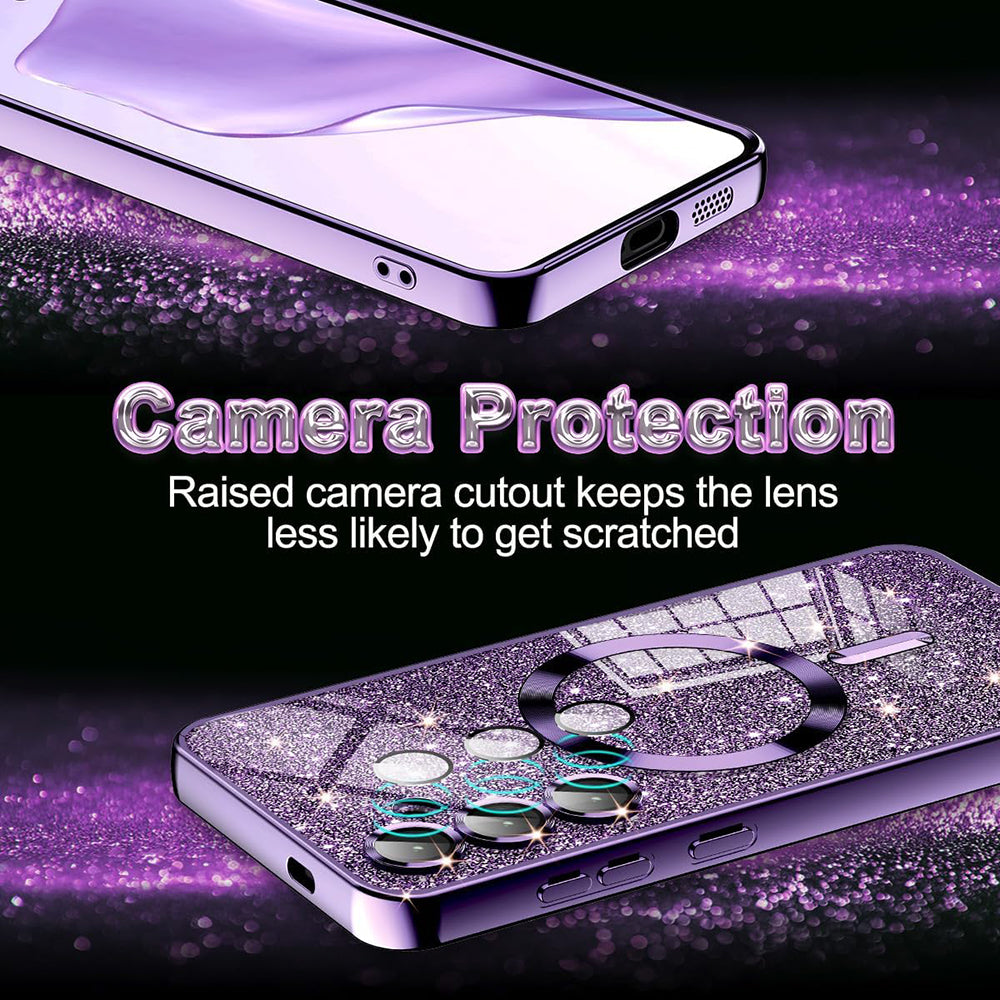 MagSafe Case for Apple iPhone 16 Pro Max, Techsuit, Luxury Glitter, Dark Purple