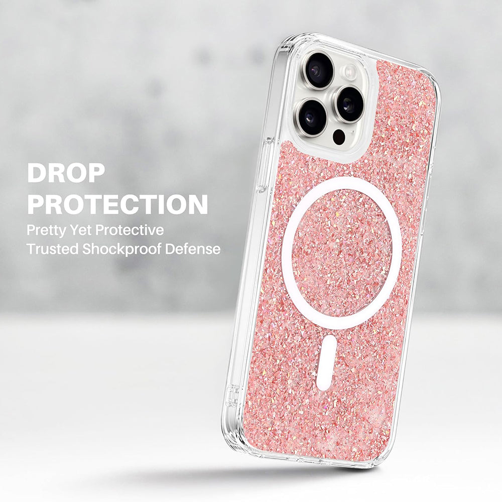 MagSafe Case for Apple iPhone 16 Pro Max, Techsuit, Sparkly Glitter, Blue