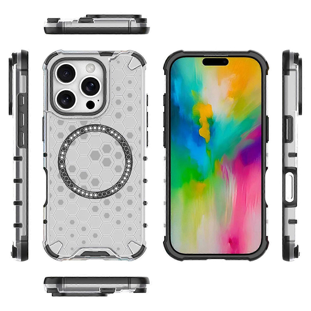 MagSafe Case for Apple iPhone 16 Pro, Techsuit, HoneyComb Shield, White