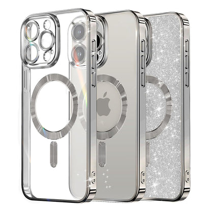 MagSafe Case for Apple iPhone 16 Pro, Techsuit, Luxury Glitter, Silver