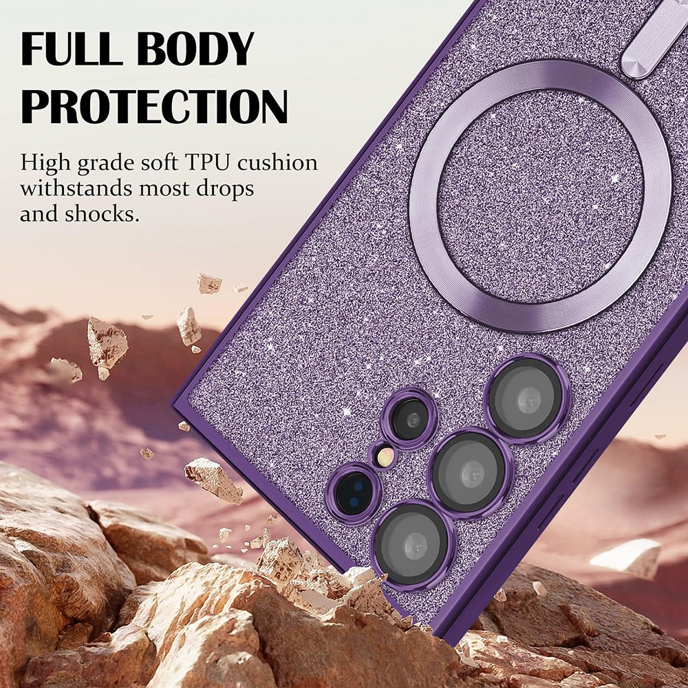 MagSafe Case for Apple iPhone 16 Pro, Techsuit, Luxury Glitter, Silver