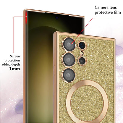 MagSafe Case for Apple iPhone 16 Pro, Techsuit, Luxury Glitter, Silver