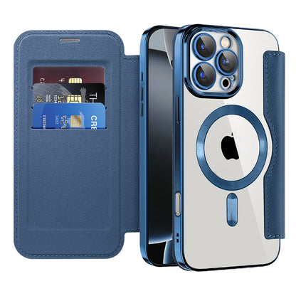 MagSafe Case for Apple iPhone 16 Pro, Techsuit, SmartMag Book, Blue