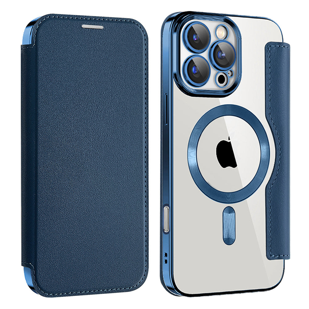 MagSafe Case for Apple iPhone 16 Pro, Techsuit, SmartMag Book, Blue