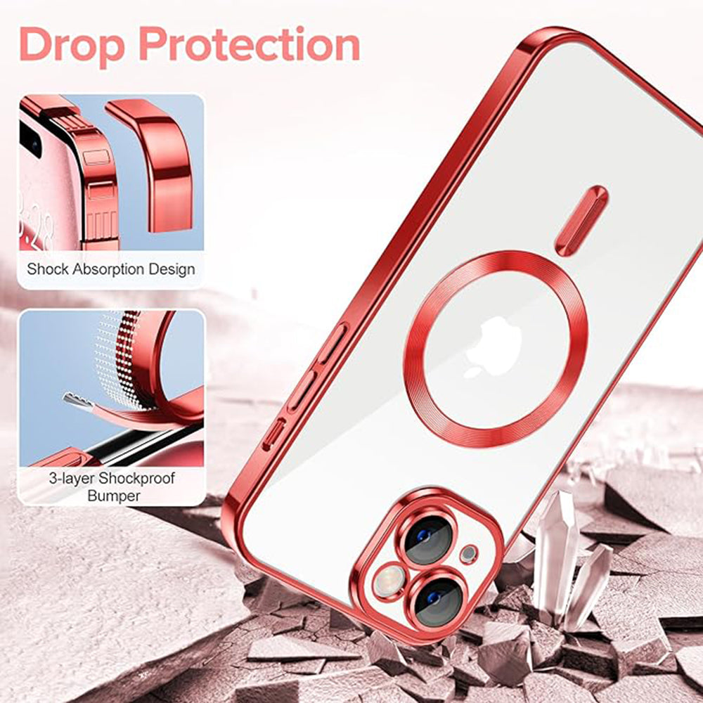 MagSafe Case for Apple iPhone 16, Techsuit, Luxury Crystal, Red