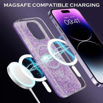 MagSafe Case for Apple iPhone 16, Techsuit, Sparkly Glitter, Purple