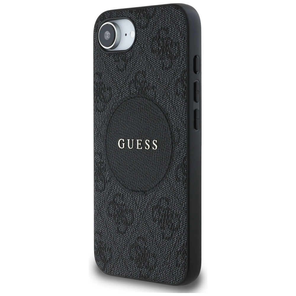 MagSafe Case for Apple iPhone 16e, Guess, 4G Circle Classic Logo, Black