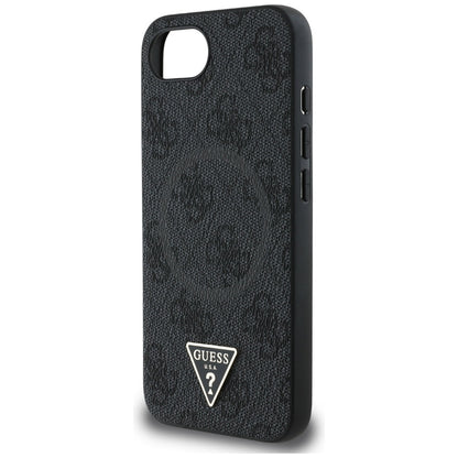 MagSafe Case for Apple iPhone 16e, Guess, 4G Ring Triangle Logo, Black