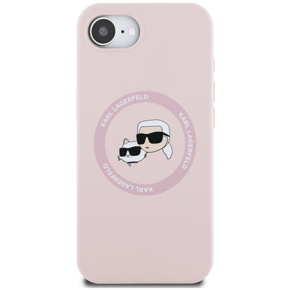 MagSafe Case for Apple iPhone 16e, Karl Lagerfeld, Silicone Karl & Choupette's Heads, Pink