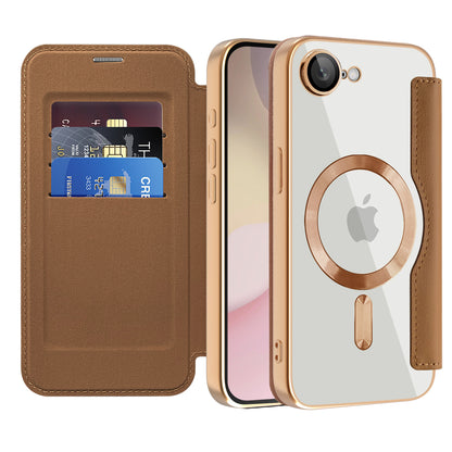 MagSafe Case for Apple iPhone 17e / 16e, Techsuit, SmartMag Book, Brown