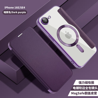 MagSafe Case for Apple iPhone 17e / 16e, Techsuit, SmartMag Book, Purple