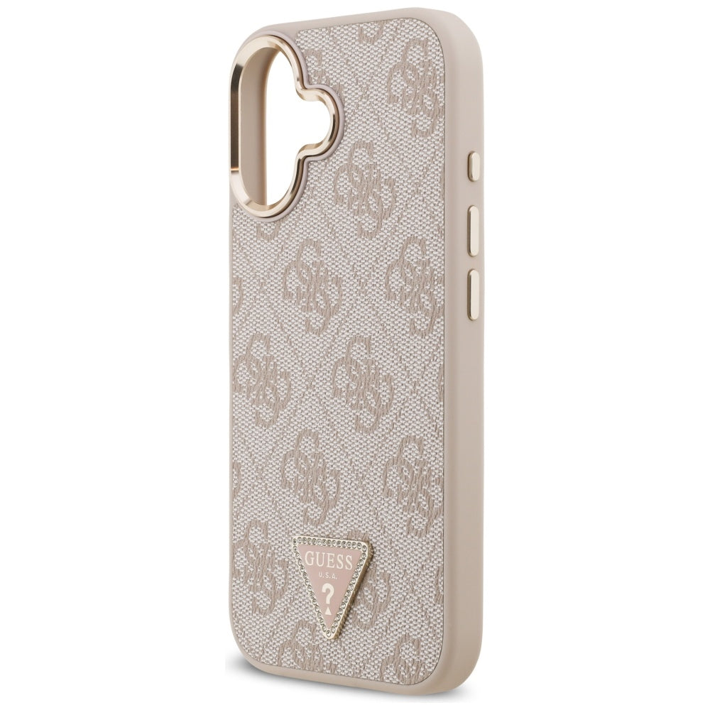 MagSafe Case for Apple iPhone 17, Guess, 4G Triangle Logo, Golden Pink