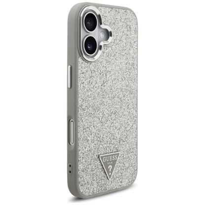 MagSafe Case for Apple iPhone 17, Guess, Glitter Triangle Logo, Silver