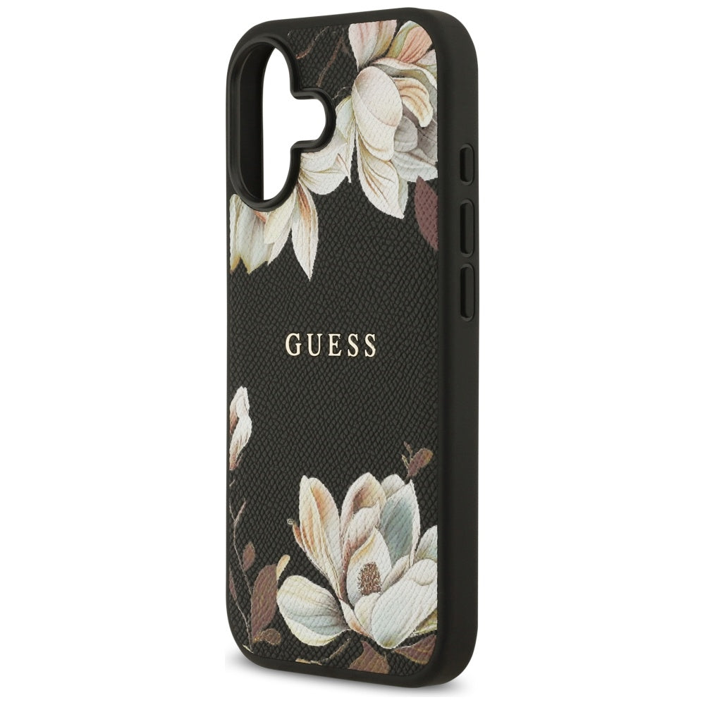 MagSafe Case for Apple iPhone 17, Guess, Grained Flowers, Black