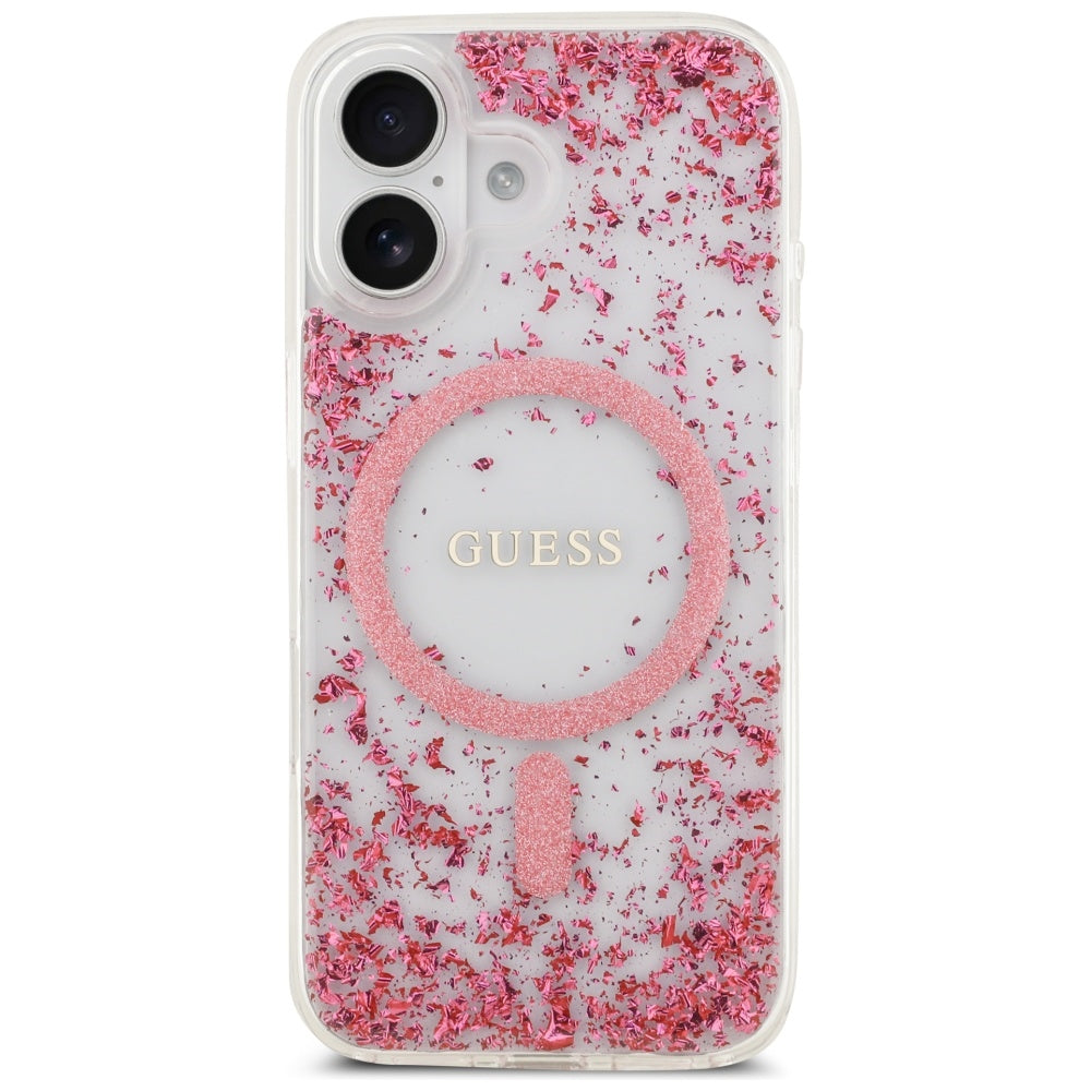 MagSafe Case for Apple iPhone 17, Guess, Resin Bottom Glitter, Pink