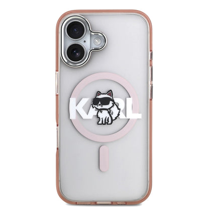 MagSafe Case for Apple iPhone 17, Karl Lagerfeld, IML Sketch Logo Choupette, Pink