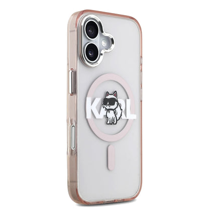 MagSafe Case for Apple iPhone 17, Karl Lagerfeld, IML Sketch Logo Choupette, Pink
