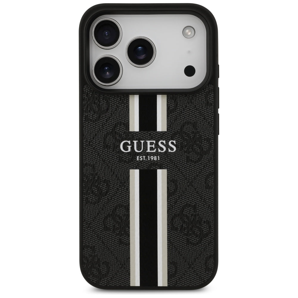 MagSafe Case for Apple iPhone 17 Pro, Guess, 4G Printed Stripes, Black
