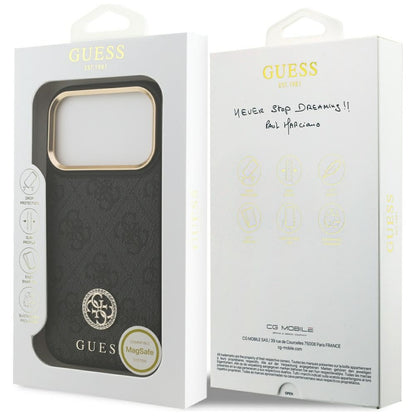 MagSafe Case for Apple iPhone 17 Pro, Guess, 4G Strass Logo, Black