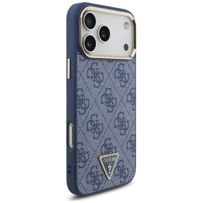 MagSafe Case for Apple iPhone 17 Pro, Guess, 4G Triangle Logo, Golden Blue