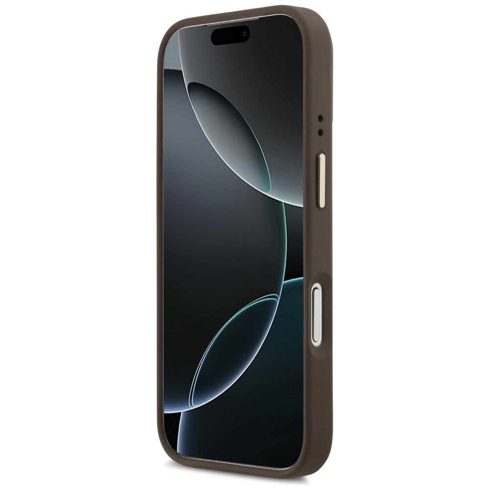 MagSafe Case for Apple iPhone 17 Pro, Guess, 4G Triangle Logo with Stand Camera, Golden Brown