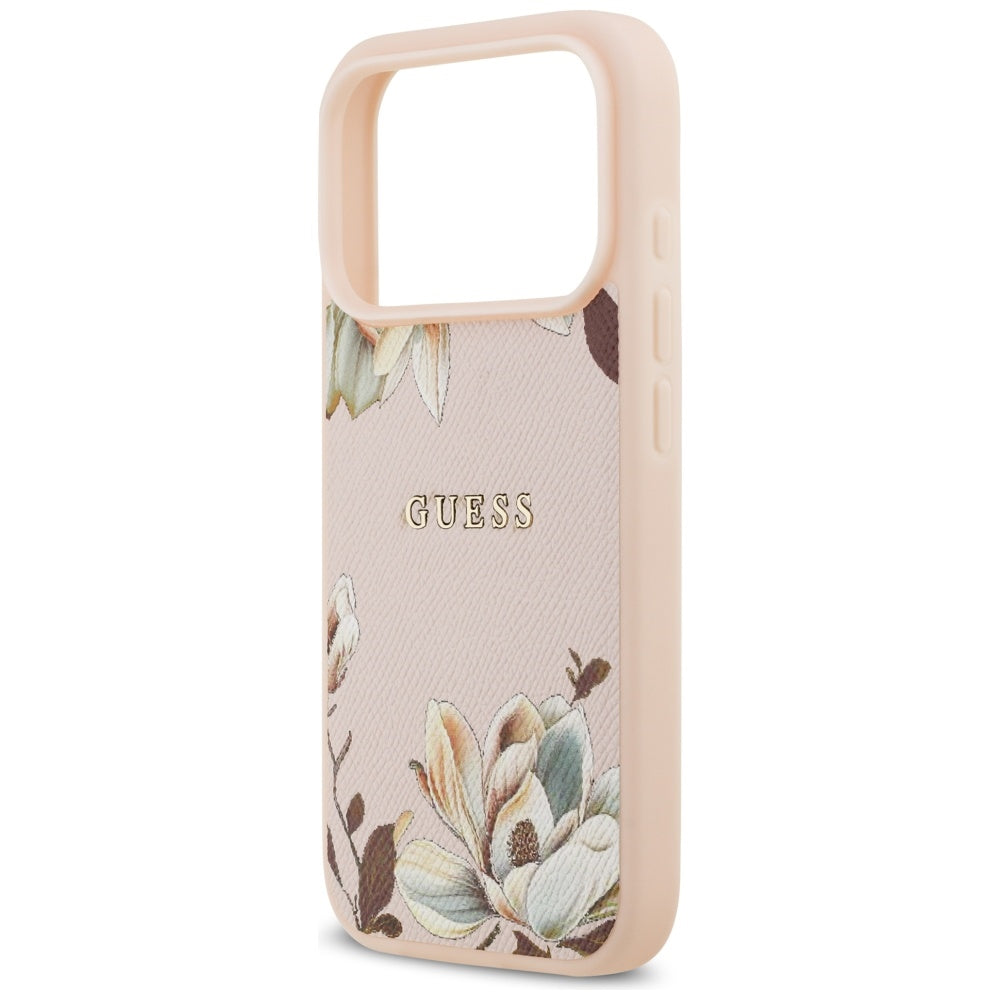 MagSafe Case for Apple iPhone 17 Pro, Guess, Grained Flowers, Pink