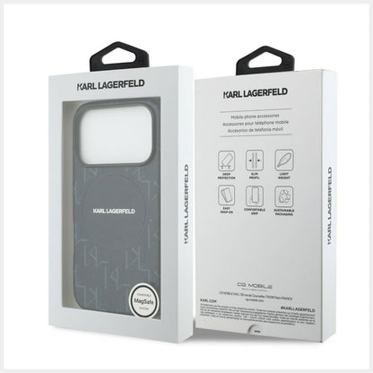 MagSafe Case for Apple iPhone 17 Pro, Karl Lagerfeld, KL Monogram Logo, Blue