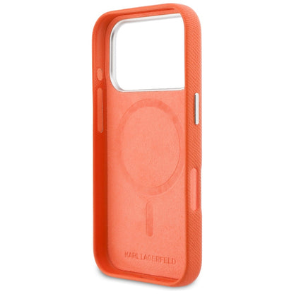 MagSafe Case for Apple iPhone 17 Pro, Karl Lagerfeld, Saffiano Karl & Choupette Pins, Orange