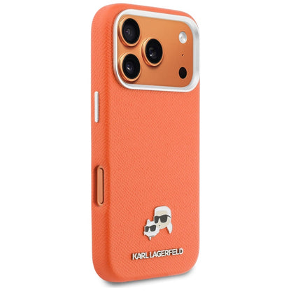 MagSafe Case for Apple iPhone 17 Pro, Karl Lagerfeld, Saffiano Karl & Choupette Pins, Orange