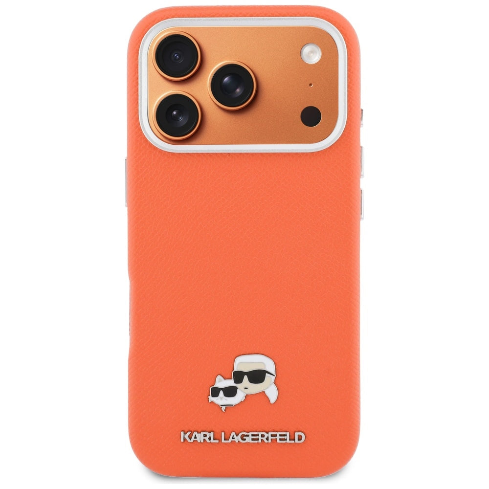 MagSafe Case for Apple iPhone 17 Pro, Karl Lagerfeld, Saffiano Karl & Choupette Pins, Orange