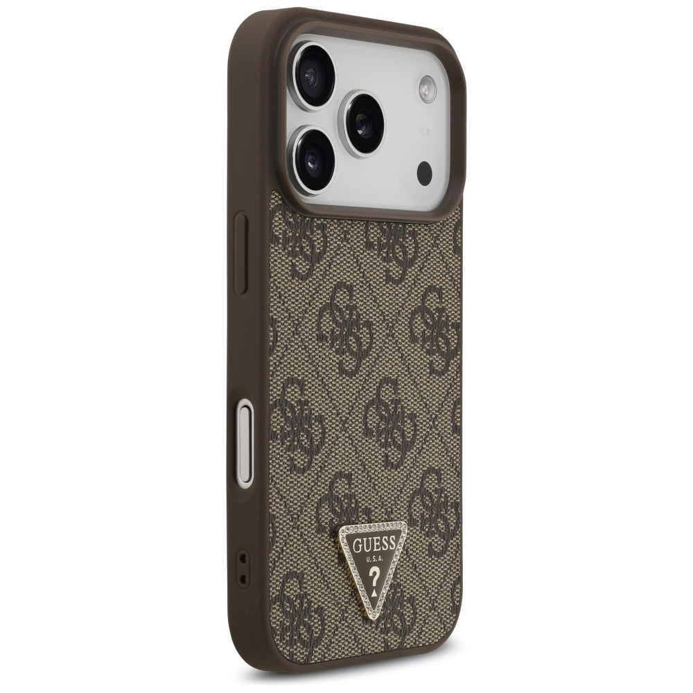 MagSafe Case for Apple iPhone 17 Pro Max, Guess, 4G Triangle Strass, Brown
