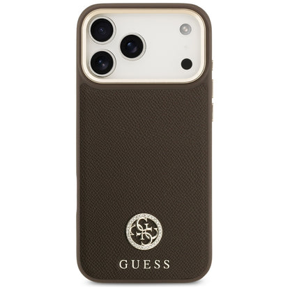MagSafe Case for Apple iPhone 17 Pro Max, Guess, Grained Strass Logo, Brown