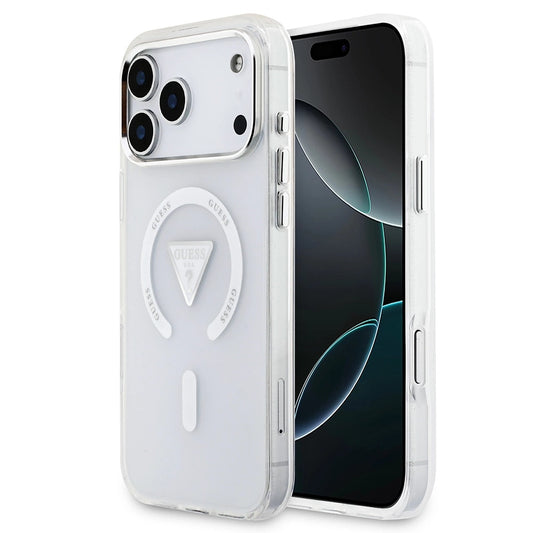 MagSafe Case for Apple iPhone 17 Pro Max, Guess, IML Gradient Triangle Logo, Transparent