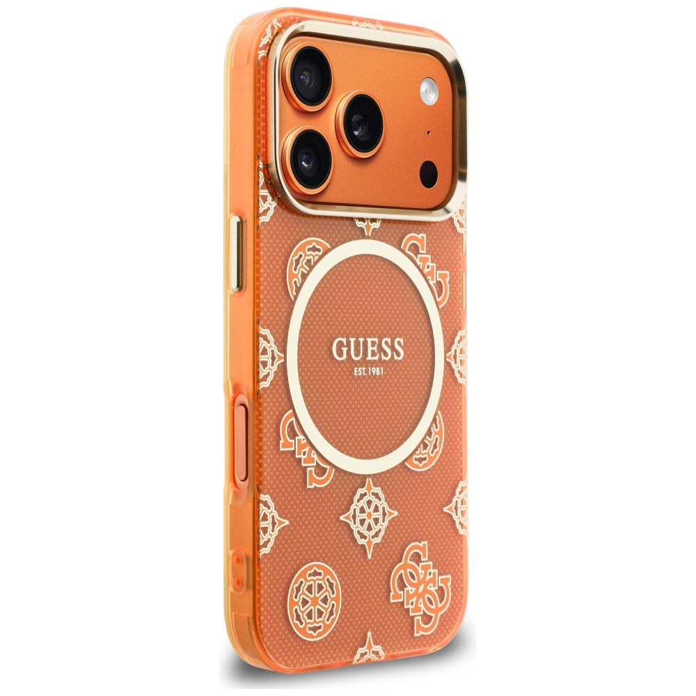 MagSafe Case for Apple iPhone 17 Pro Max, Guess, IML Peony Dot, Orange