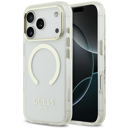 MagSafe Case for Apple iPhone 17 Pro Max, Guess, Metal Outline, Gold