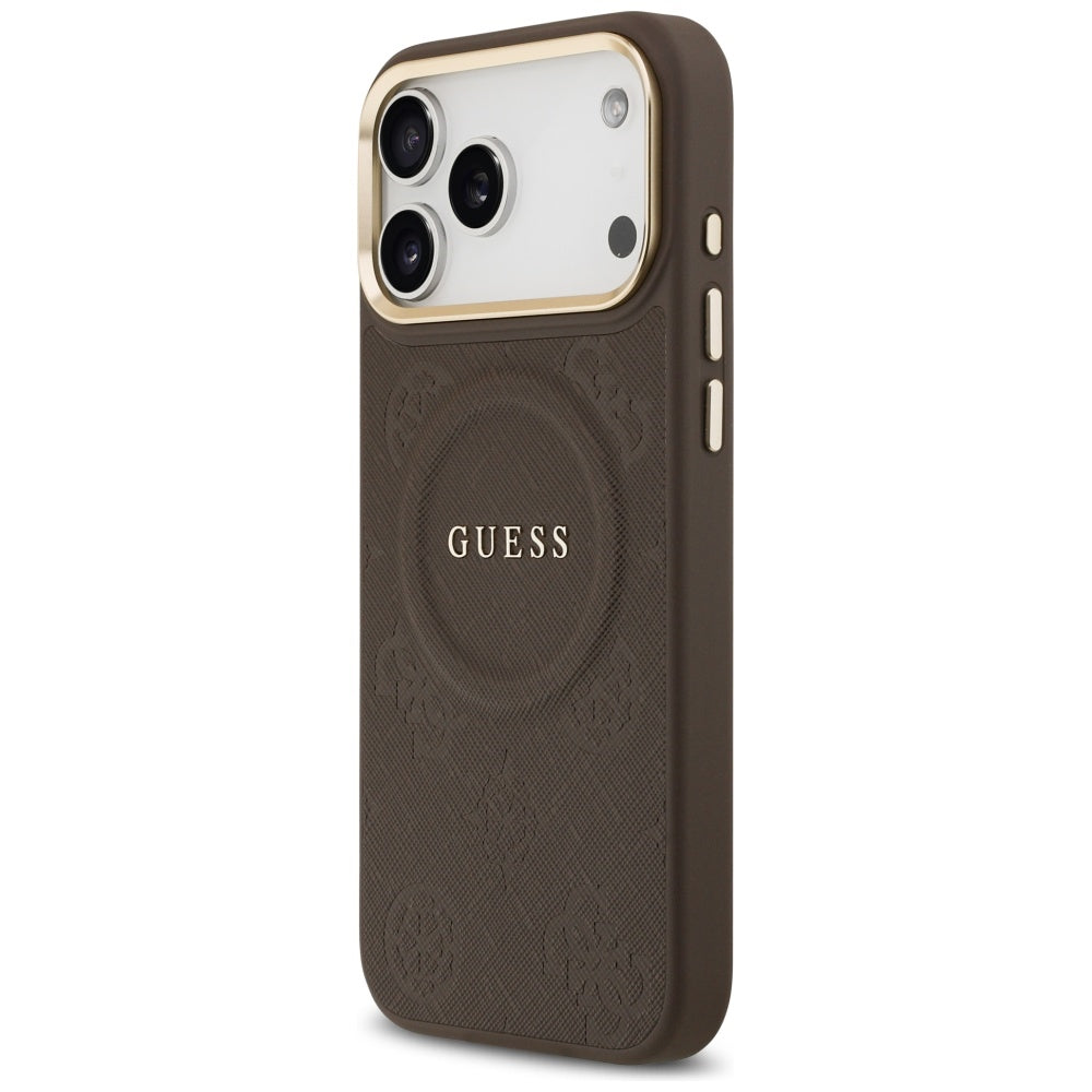 MagSafe Case for Apple iPhone 17 Pro Max, Guess, Peony Hot Stamp, Brown