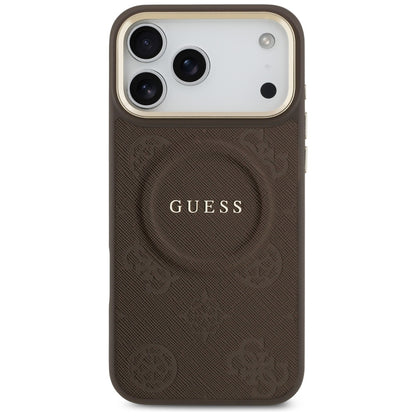 MagSafe Case for Apple iPhone 17 Pro Max, Guess, Peony Hot Stamp, Brown