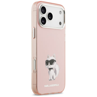 MagSafe Case for Apple iPhone 17 Pro Max, Karl Lagerfeld, IML Aquarelle Logo Choupette, Pink