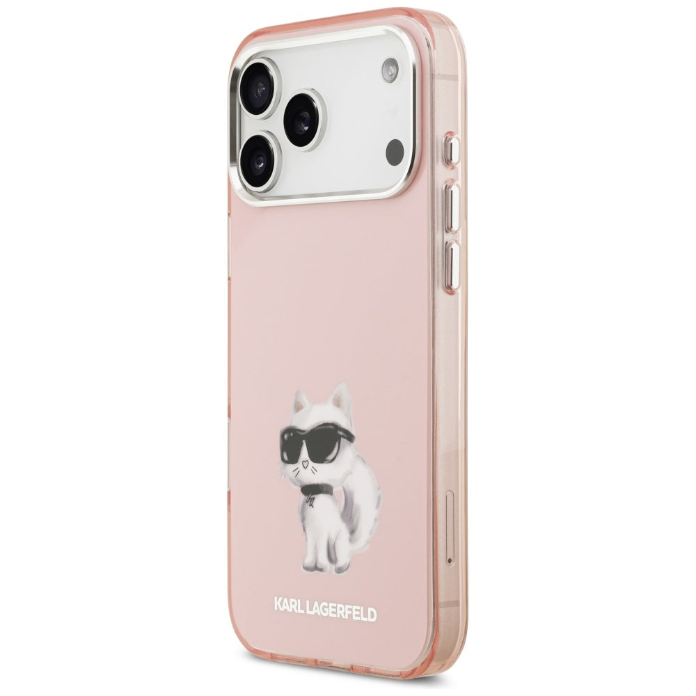 MagSafe Case for Apple iPhone 17 Pro Max, Karl Lagerfeld, IML Aquarelle Logo Choupette, Pink