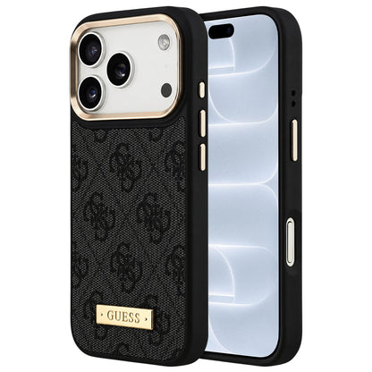 MagSafe Case for Apple iPhone 18 Pro / 17 Pro, Guess, 4G Logo Plate, Black