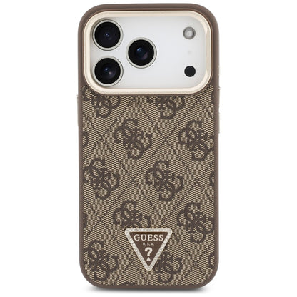 MagSafe Case for Apple iPhone 18 Pro / 17 Pro, Guess, 4G Triangle Logo & Camera Stand, Brown