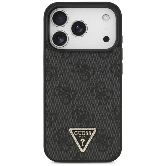MagSafe Case for Apple iPhone 18 Pro / 17 Pro, Guess, 4G Triangle Strass, Black
