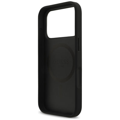 MagSafe Case for Apple iPhone 18 Pro / 17 Pro, Guess, Croco Triangle Logo, Black