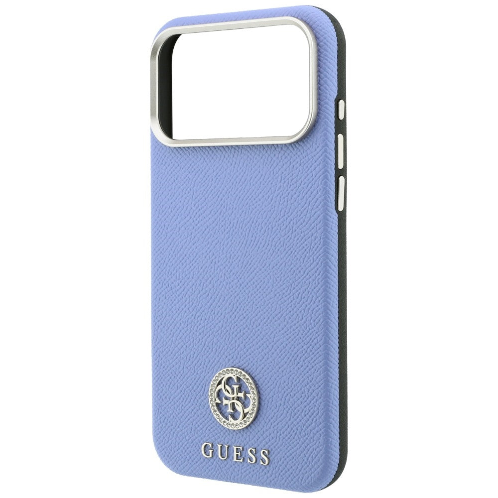 MagSafe Case for Apple iPhone 18 Pro / 17 Pro, Guess, Grained Round Strass Logo, Blue