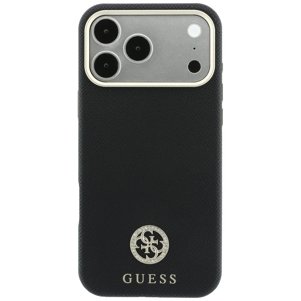 MagSafe Case for Apple iPhone 18 Pro / 17 Pro, Guess, Grained Round Strass Logo, Black