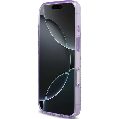 MagSafe Case for Apple iPhone 18 Pro / 17 Pro, Guess, IML Flowers with Pearl Strap, Purple